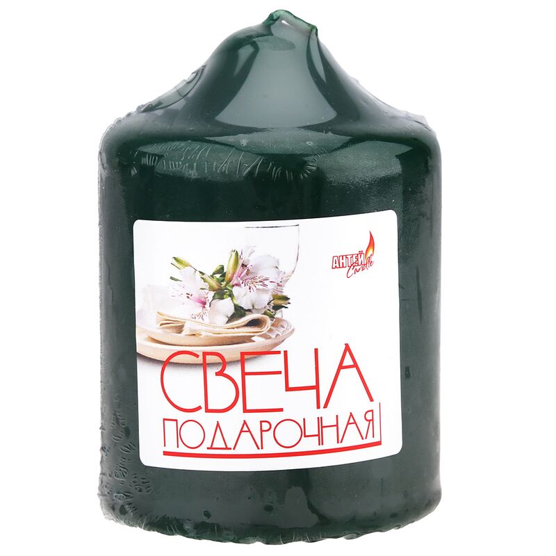 Свеча "Бочонок ОС" д7см, h10см, зеленый, время горения 26 часов, 290гр, в пленке, "Антей Candle" (Россия)