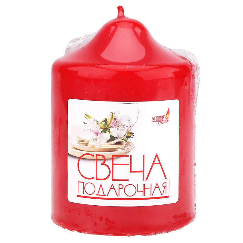 Свеча "Бочонок ОС" д7см, h10см, красный, время горения 26 часов, 290гр, в пленке, "Антей Candle" (Россия)