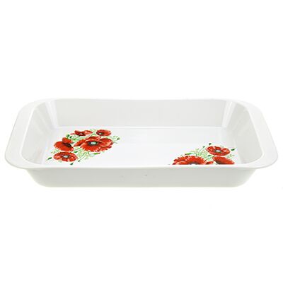 Лоток фарфоровый "Маки" 1,4л, 32х19х4см, прямоугольный(Россия)