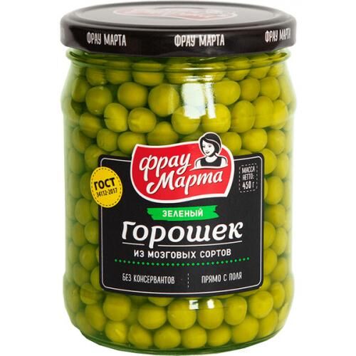 Горошек зеленый Фрау Марта из мозговых сортов, 460 г