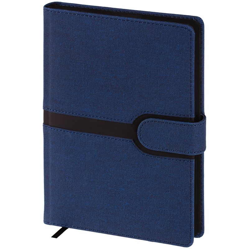 Ежедневник недатир. A5, 160л., кожзам, OfficeSpace Denim, синий, черный срез