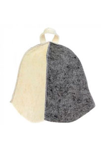 Шапка банная КОЛОКОЛ войлок п/ш комбинированная бело-серая