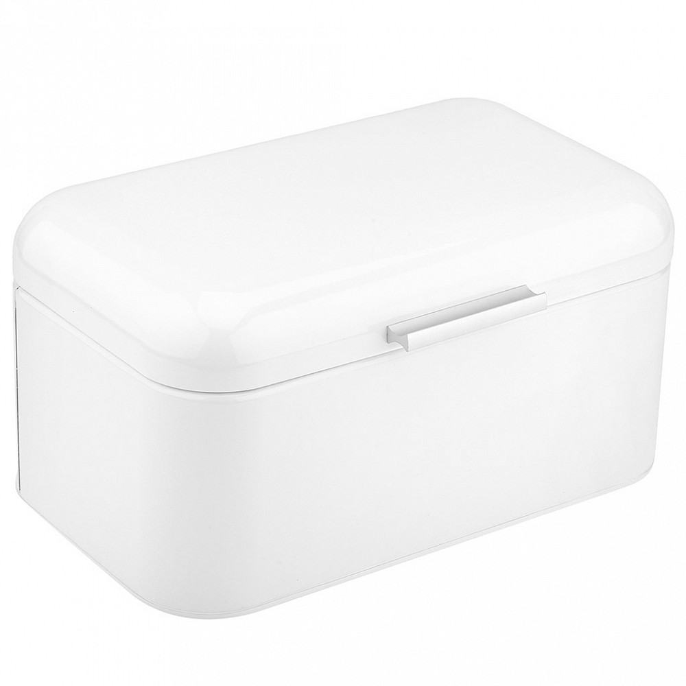 Хлебница сталь, глянцевая эмаль 30х18см h16см, s0,4мм, откидная крышка, цвет - белый, в индивидуальной коробке