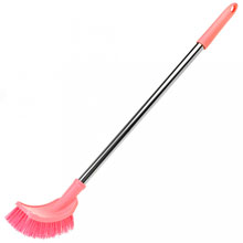 Щетка для ванной "Волна" 50х5см, ворс 3см, съемная ручка из нержавеющей стали 43см, цвета в ассортименте: розовый, голубой