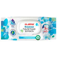 Бумага туалетная влажная 77 шт., БИОРАЗЛАГАЕМАЯ, смываемая, с пластиковым клапаном, LAIMA, 115224