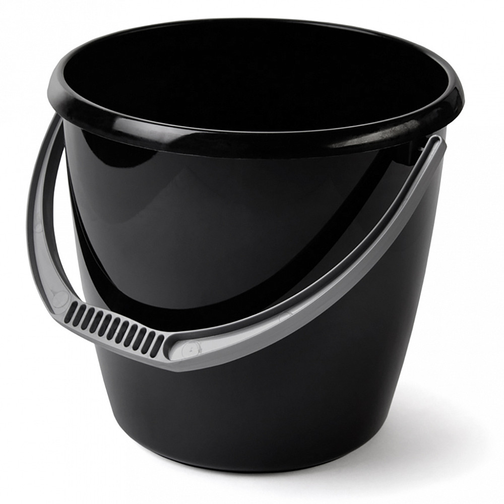 Ведро пластмассовое "Удачное" 10л, д28см, h25,5см, черный, без крышки (Россия)