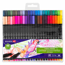 Ручки капиллярные (линеры), 48 ЦВЕТОВ, BRAUBERG ART "Classic", трехгранные, металлический наконечник, линия письма 0,4 мм