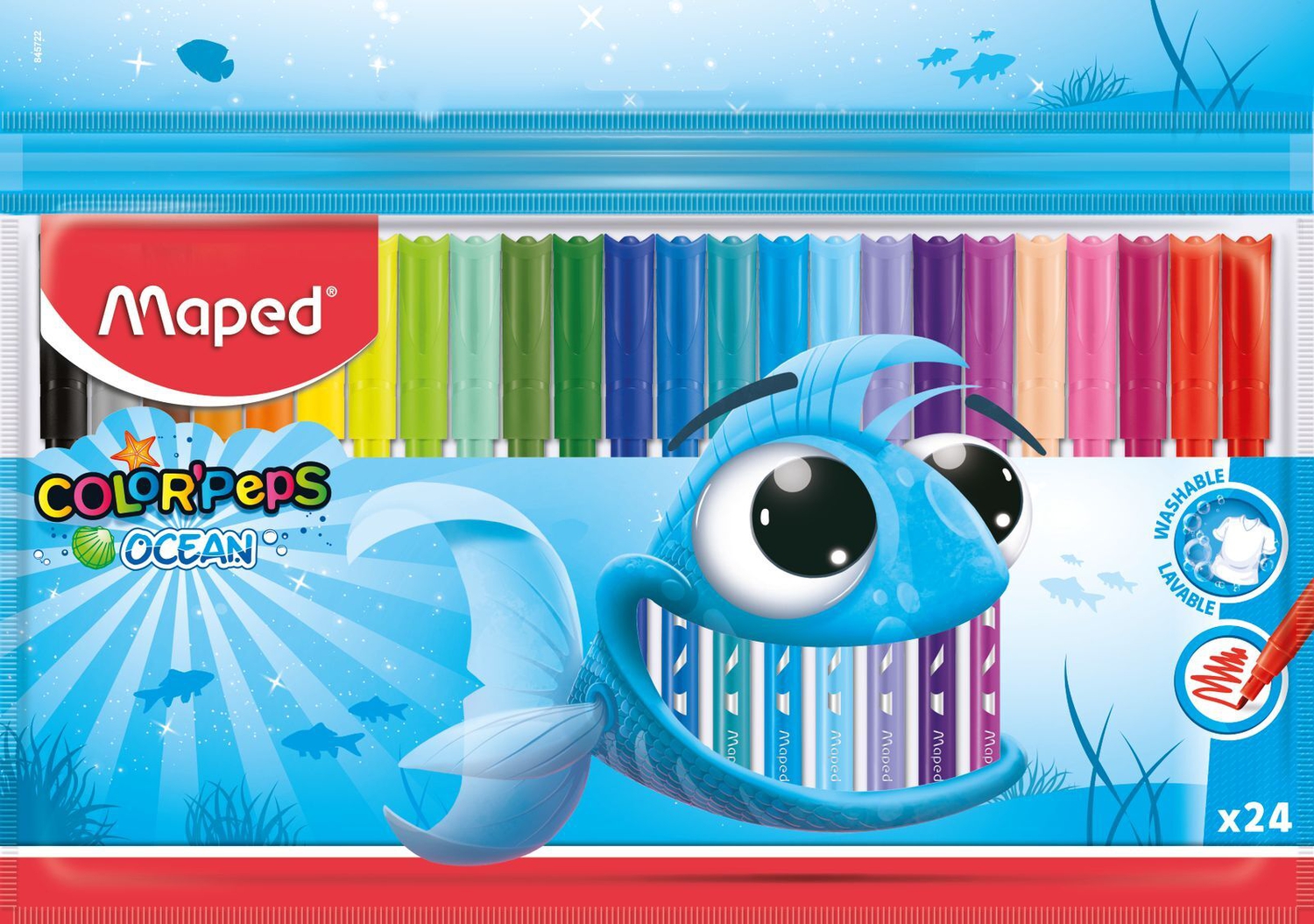 Фломастеры 24цв MAPED Color'Peps Ocean смываемые вентилируемый колпачок 845722