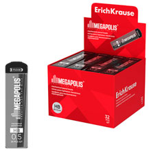 Грифели запасные для механических карандашей 0,5 мм ERICH KRAUSE, HB, КОМПЛЕКТ 20 ШТ.