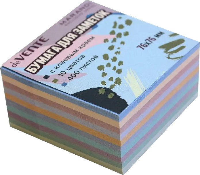 Клейкая бумага для заметок "deVENTE. Marandi" 76x76 мм, 400 листов, офсет 80 г/м?, 10 цветов