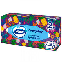 Салфетки бумажные Zewa Everyday в коробке, 2 слоя, 100 шт