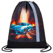 Мешок для обуви ЮНЛАНДИЯ, плотный, светоотражающая полоса, 46х36 см, "Fire car"