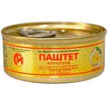 Паштет печеночный Йошкар-Олинский мясокомбинат со сливочным маслом ГОСТ, банка с ключом, 100 г