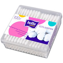 Палочки ватные Bella Cotton в пластиковом контейнере, 100 шт.
