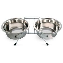 Миска 9003 металлическая на подставке, 2*0,80л