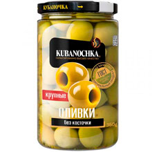 Оливки Кубаночка крупные без косточки в заливке, 360 г