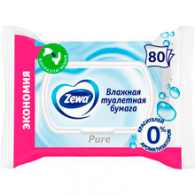 Бумага туалетная влажная Zewa Pure без аромата, 80 шт