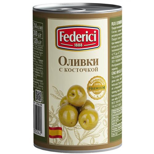 Оливки Federici с косточкой, 300 г