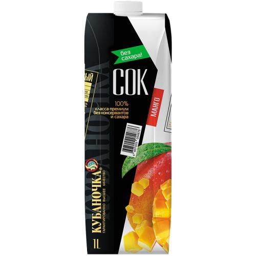 Сок Кубаночка манго с мякотью восстановленный, 1 л