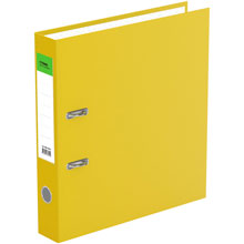Папка-регистратор СТАММ "Стандарт", 50мм, бумвинил, с карманом на корешке, желтая
