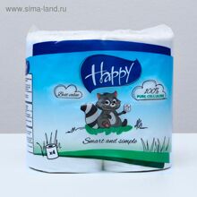Бумага туалетная "HAPPY" 4 рулонная Классическая
