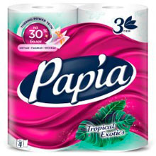 Туалетная бумага Papia (Папия) Тропическая экзотика, 3-слойная, 4 рулона.