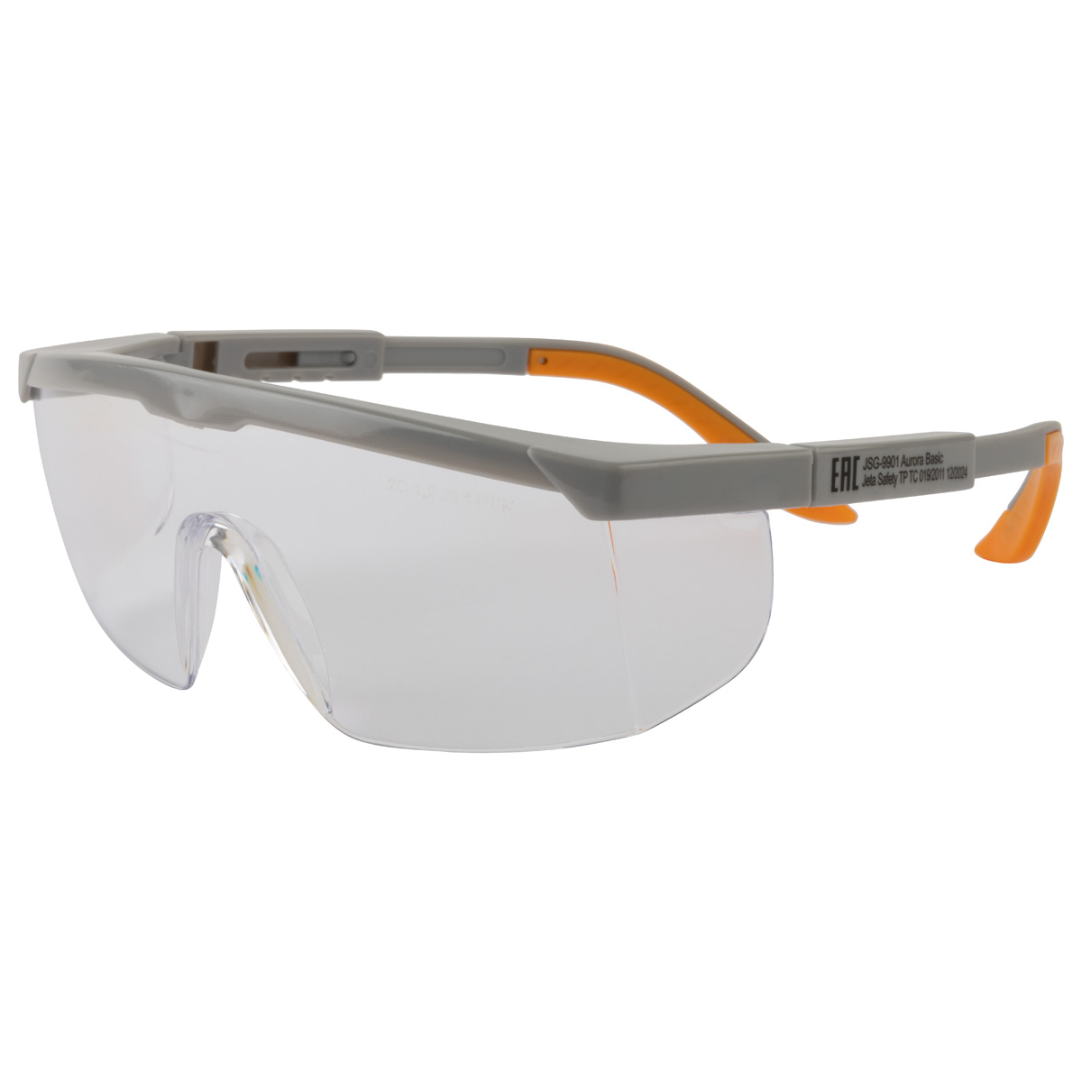 Очки защитные прозрачные открытого типа с боковой защитой и регулировкой, JSG-9901 JETA SAFETY