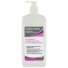 Мыло жидкое дезинфицирующее 1 л, ЭЛДЕЗ, дозатор, ЭЛ-М-371