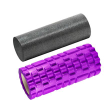 Массажные ролики для йоги и фитнеса 2 в 1, фигурный 33х14 см, цилиндр 33х10 см, фиолетовый/чёрный, DASWERK (ДАСВЕРК)