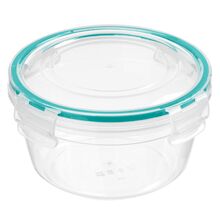 Контейнер для продуктов пластмассовый 0,5л, д13см, h7,5см, круглый, герметичный, ручки-клипса, прозрачный, Idiland (Россия)