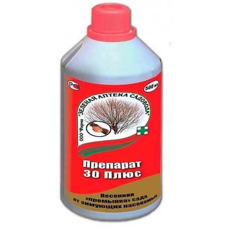 Инсектицид широкого спектра + промывка сада ПРЕПАРАТ 30+ (флак 500мл)
