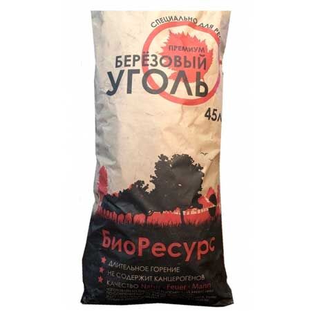 Уголь древесный березовый (крафт-пакет 45л) 7кг Премиум БиоРесурс