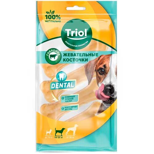 Кость из жил, 10см, 30-40г (уп.4шт.160г), Triol