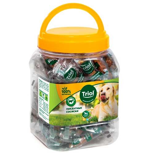 Пикантные сосиски из говядины для собак, 500г (банка), Triol