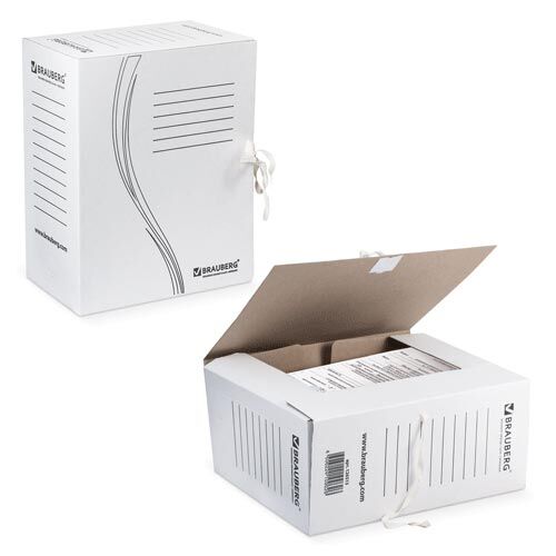 Папка с завязками BRAUBERG, 150 мм, 2 х/б завязки, белый, до 1400л