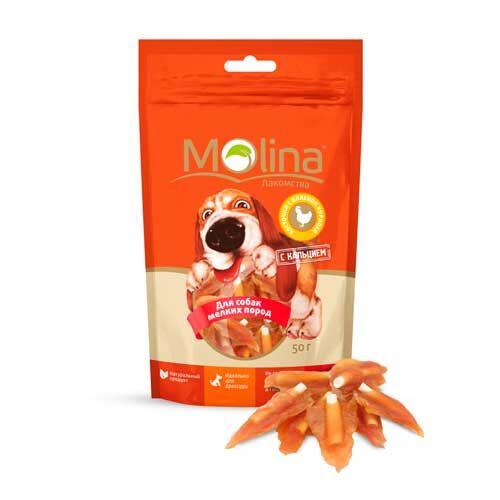 Молина Лакомство для собак мелких пород Косточки с с вяленой курицей,  50 г.