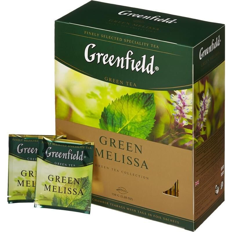 Чай Greenfield Green Melissa зеленый 100 пакетиков