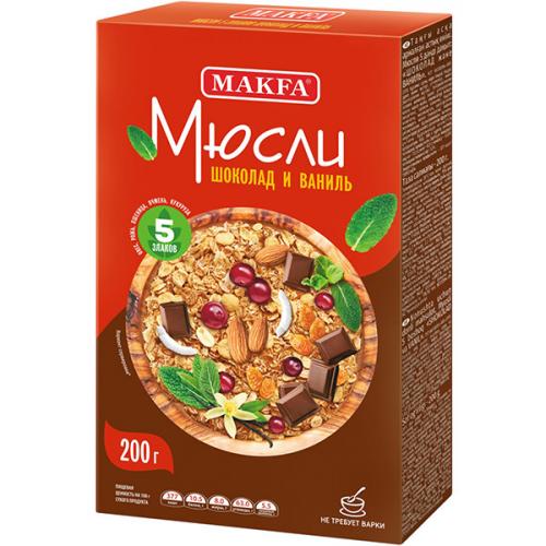 Мюсли Makfa 5 злаков Шоколад и ваниль, 200 г