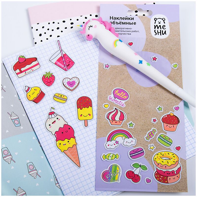 Наклейки объемные MESHU Sweets, 10*19см, пакет, европодвес
