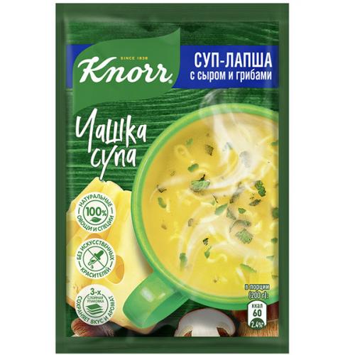 Суп быстрого приготовления Кнорр Чашка супа Суп-лапша с сыром и грибами, 15.5 г