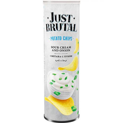 Чипсы картофельные Just Brutal со вкусом сметаны с луком в тубе, 100 г