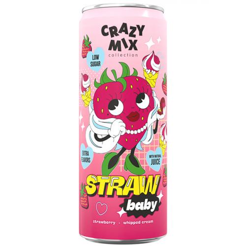 Напиток сильногазированный Crazy Mix StrawBaby, 0.33 л
