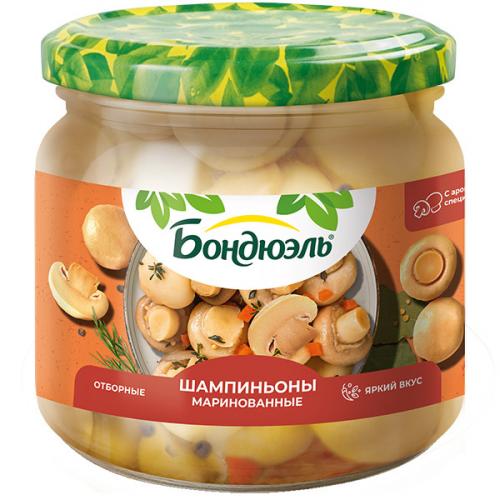 Шампиньоны Бондюэль маринованные целые, 350 мл