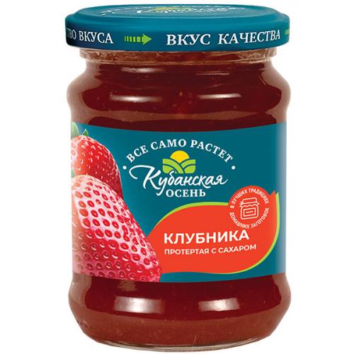 Клубника Кубанская осень протертая с сахаром, 280 г