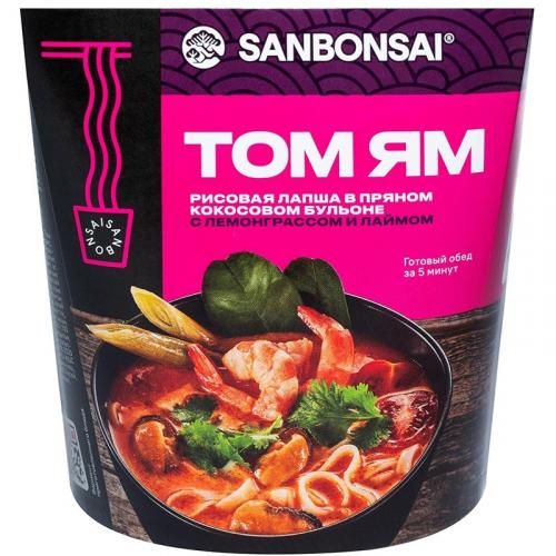 Лапша SanBonsai Том Ям рисовая в пряном кокосовом бульоне с лемонграссом и лаймом, 113 г