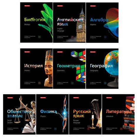 Тетради предметные, Комплект 10 предметов,  48 л., глянцевый лак