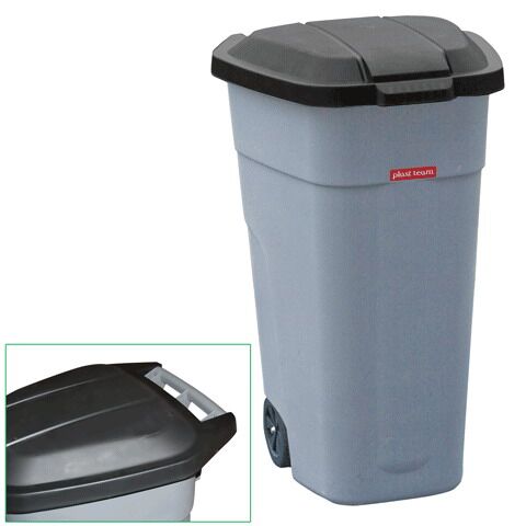 Контейнер 110 литров для мусора, с крышкой, на колесах, 84х54х58 см, пластиковый, PLAST TEAM