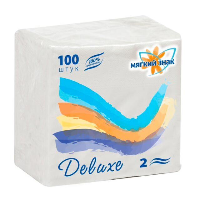 Салфетки 24х24 Мягкий знак 100шт Deluxe