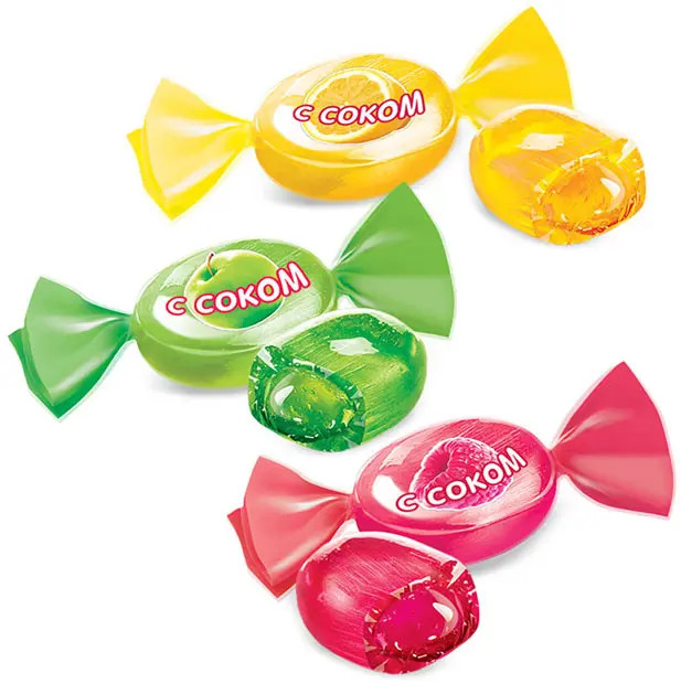 Карамель с соком малины, яблока и лимона (упаковка 1 кг) Яшкино