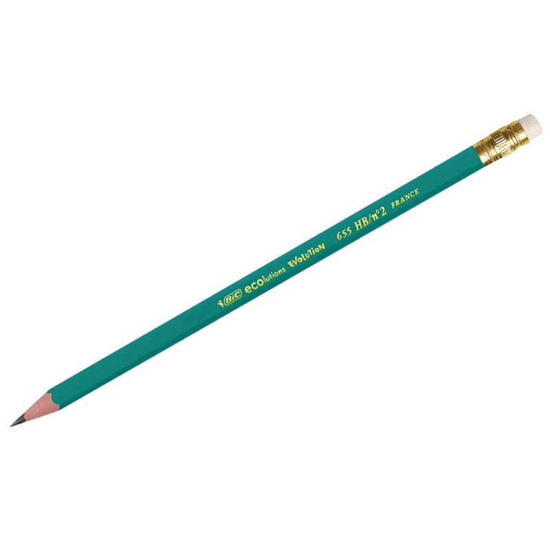 Карандаш ч/г Bic Evolution HB, с ластиком, заточен., пластиковый